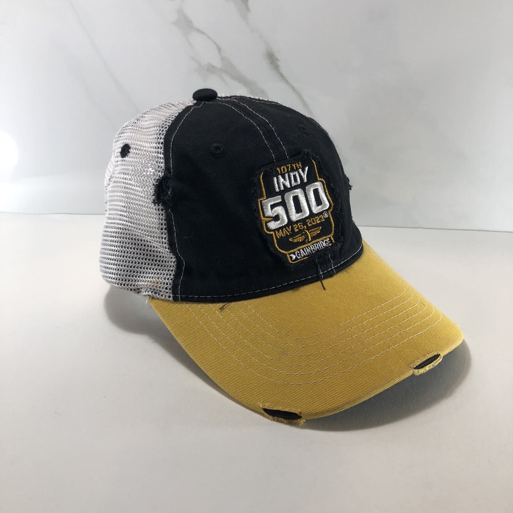 2023 Indy 500 White Black 107th Gainbridge Strap Back Hat Meshback